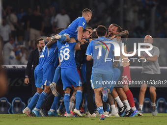 Andre-Frank Zambo Anguissa of SSC Napoli celebrates with team mates after scoring during the Serie A match between SSC Napoli and Parma Calc...