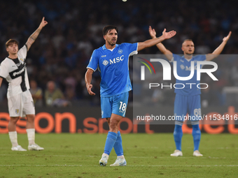 Giovanni Simeone of SSC Napoli during the Serie A match between SSC Napoli and Parma Calcio at Stadio Diego Armando Maradona Naples Italy on...