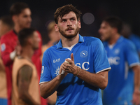 Khvicha Kvaratskhelia of SSC Napoli applauds fans at the end of the Serie A match between SSC Napoli and Parma Calcio at Stadio Diego Armand...