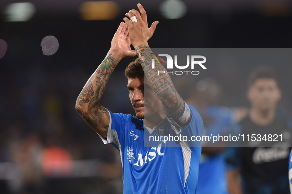 Giovanni Di Lorenzo of SSC Napoli applauds fans at the end of the Serie A match between SSC Napoli and Parma Calcio at Stadio Diego Armando...