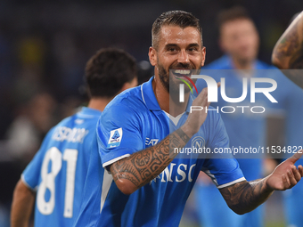 Leonardo Spinazzola of SSC Napoli applauds fans at the end of the Serie A match between SSC Napoli and Parma Calcio at Stadio Diego Armando...