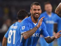 Leonardo Spinazzola of SSC Napoli applauds fans at the end of the Serie A match between SSC Napoli and Parma Calcio at Stadio Diego Armando...