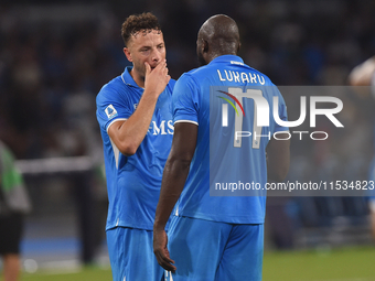 Romelu Lukaku and Amir Rrahmani of SSC Napoli at the end of the Serie A match between SSC Napoli and Parma Calcio at Stadio Diego Armando Ma...