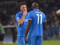 Romelu Lukaku and Amir Rrahmani of SSC Napoli at the end of the Serie A match between SSC Napoli and Parma Calcio at Stadio Diego Armando Ma...