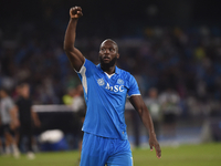 Romelu Lukaku of SSC Napoli applauds fans at the end of the Serie A match between SSC Napoli and Parma Calcio at Stadio Diego Armando Marado...