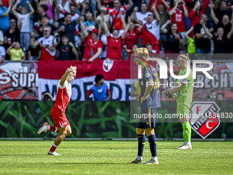 FC Utrecht player Can Bozdogan celebrates the goal. The score is 2-1 during the match between Utrecht and Twente at Stadium Galgenwaard for...