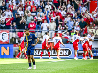 FC Twente's Anass Salah-Eddine is disappointed after FC Utrecht player Can Bozdogan scores the 2-1 goal during the match between Utrecht and...