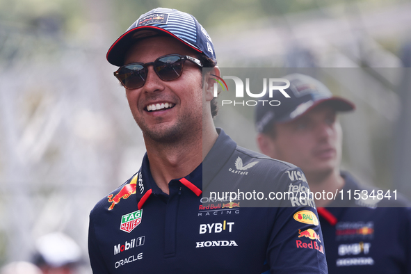 Sergio Perez of Red Bull Racing before the Formula 1 Italian Grand Prix at Autodromo Nazionale di Monza in Monza, Italy on September 1, 2024...