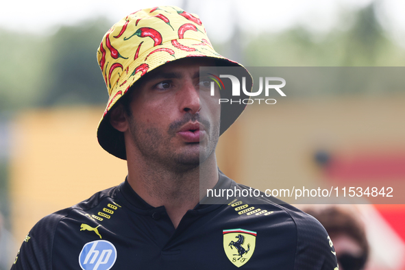 Carlos Sainz of Ferrari before the Formula 1 Italian Grand Prix at Autodromo Nazionale di Monza in Monza, Italy on September 1, 2024. 