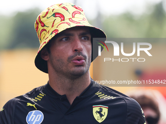 Carlos Sainz of Ferrari before the Formula 1 Italian Grand Prix at Autodromo Nazionale di Monza in Monza, Italy on September 1, 2024. (