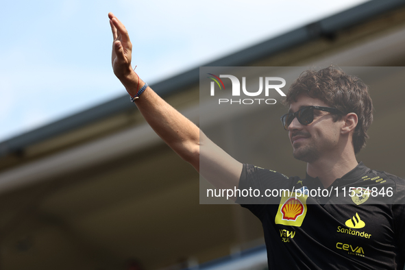 Charles Leclerc of Ferrari before the Formula 1 Italian Grand Prix at Autodromo Nazionale di Monza in Monza, Italy on September 1, 2024. 