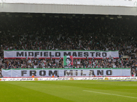 Newcastle United's fans display a banner for Sandro Tonali during the Premier League match between Newcastle United and Tottenham Hotspur at...