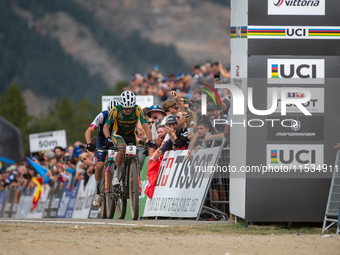 Alan Hatherly of South Africa participates in the UCI Mountain Bike World Championships Men in Pal Arinsal, Andorra, on September 1, 2024. (