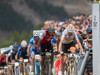 Cyclists participate in the UCI Mountain Bike World Championships Men in Pal Arinsal, Andorra, on September 1, 2024. (