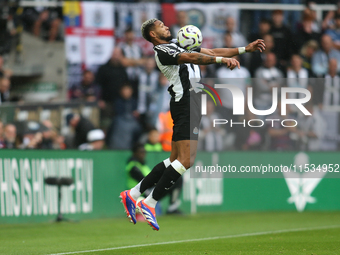 Newcastle United's Joelinton takes a ball under control during the Premier League match between Newcastle United and Tottenham Hotspur at St...