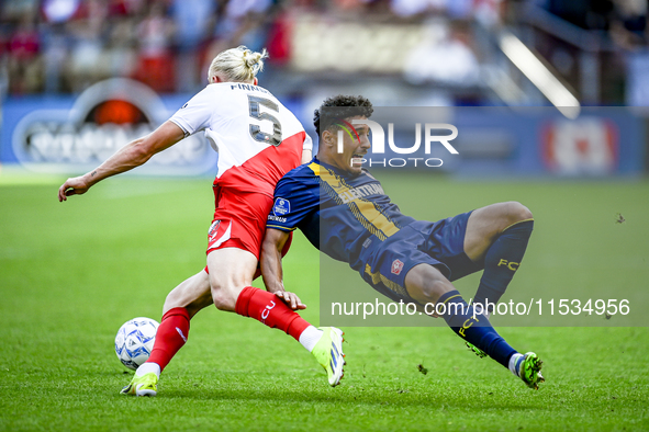 FC Utrecht player Kolbeinn Finnsson and FC Twente player Sayf Ltaief during the match Utrecht vs. Twente at Stadium Galgenwaard for the Dutc...