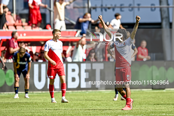 FC Utrecht player Alonzo Engwanda celebrates the win during the match between Utrecht and Twente at Stadium Galgenwaard for the Dutch Erediv...