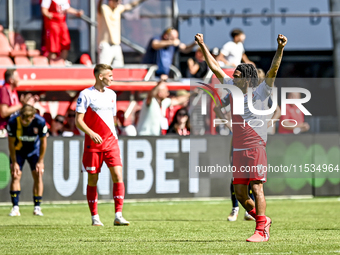 FC Utrecht player Alonzo Engwanda celebrates the win during the match between Utrecht and Twente at Stadium Galgenwaard for the Dutch Erediv...