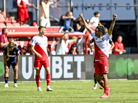 FC Utrecht player Alonzo Engwanda celebrates the win during the match between Utrecht and Twente at Stadium Galgenwaard for the Dutch Erediv...