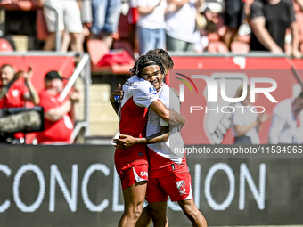 FC Utrecht player Souffian El Karouani and FC Twente player celebrate the win during the match Utrecht vs. Twente at Stadium Galgenwaard for...