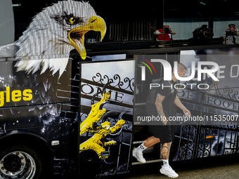 Players of Go Ahead Eagles arrive at the stadium during the match PSV vs. Go Ahead Eagles at the Philips Stadium for the Dutch Eredivisie 4t...