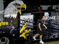 Players of Go Ahead Eagles arrive at the stadium during the match PSV vs. Go Ahead Eagles at the Philips Stadium for the Dutch Eredivisie 4t...