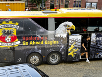 Players of Go Ahead Eagles arrive at the stadium during the match PSV vs. Go Ahead Eagles at the Philips Stadium for the Dutch Eredivisie 4t...