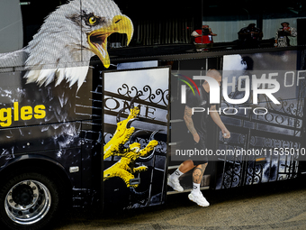 Players of Go Ahead Eagles arrive at the stadium during the match PSV vs. Go Ahead Eagles at the Philips Stadium for the Dutch Eredivisie 4t...