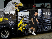 Players of Go Ahead Eagles arrive at the stadium during the match PSV vs. Go Ahead Eagles at the Philips Stadium for the Dutch Eredivisie 4t...