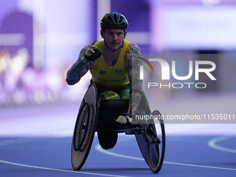 Mccracken Rheed of Australia in action in Men's 100m - T34 Round 1 during the Paris 2024 Paralympic Games at Stade de France on September 1,...