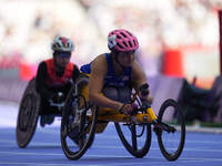 Eva Houston of United States of America in action in Women's 100m - T34 Round 1 during the Paris 2024 Paralympic Games at Stade de France on...