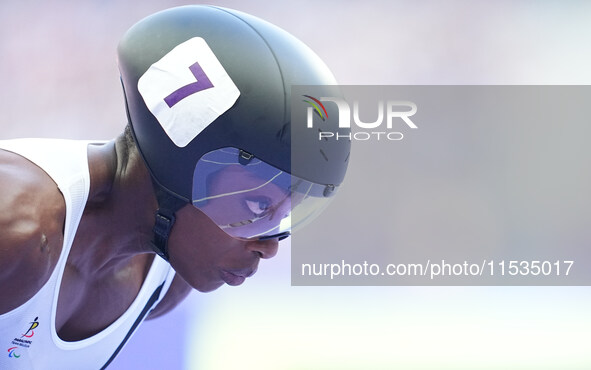 Lea Bayekula of Belgium in action in Women's 800m - T54 Round 1 during the Paris 2024 Paralympic Games at Stade de France on September 1, 20...