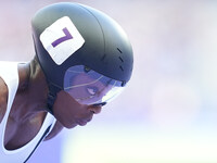 Lea Bayekula of Belgium in action in Women's 800m - T54 Round 1 during the Paris 2024 Paralympic Games at Stade de France on September 1, 20...