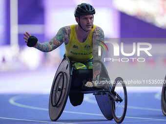 Mccracken Rheed of Australia in action in Men's 100m - T34 Round 1 during the Paris 2024 Paralympic Games at Stade de France on September 1,...