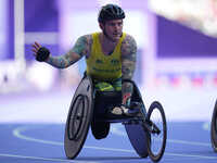 Mccracken Rheed of Australia in action in Men's 100m - T34 Round 1 during the Paris 2024 Paralympic Games at Stade de France on September 1,...