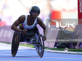 Lea Bayekula of Belgium in action in Women's 800m - T54 Round 1 during the Paris 2024 Paralympic Games at Stade de France on September 1, 20...