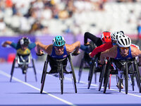 Susannah Scaroni of United States of America in action in Women's 800m - T54 Round 1 during the Paris 2024 Paralympic Games at Stade de Fran...