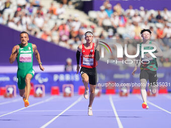 Max Marzillier of Germany in action in Men's 100m - T13 Round 1 during the Paris 2024 Paralympic Games at Stade de France on September 1, 20...