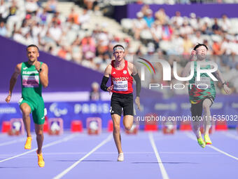 Max Marzillier of Germany in action in Men's 100m - T13 Round 1 during the Paris 2024 Paralympic Games at Stade de France on September 1, 20...