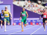 Djamil Skander Athmani of Algeria in action in Men's 100m - T13 Round 1 during the Paris 2024 Paralympic Games at Stade de France on Septemb...