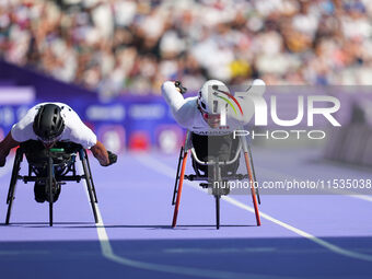 Smeenk Austin of Canada in action in Men's 100m - T34 Round 1 during the Paris 2024 Paralympic Games at Stade de France on September 1, 2024...