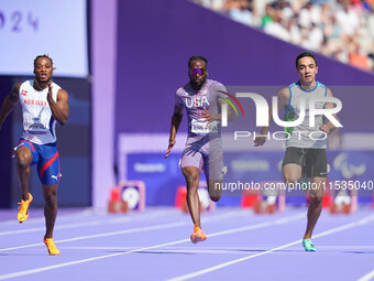 Isaac Jean-Paul of United States of America in action in Men's 100m - T13 Round 1 during the Paris 2024 Paralympic Games at Stade de France...