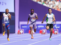 Isaac Jean-Paul of United States of America in action in Men's 100m - T13 Round 1 during the Paris 2024 Paralympic Games at Stade de France...