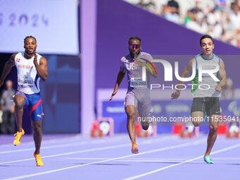 Isaac Jean-Paul of United States of America in action in Men's 100m - T13 Round 1 during the Paris 2024 Paralympic Games at Stade de France...