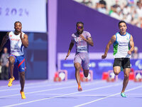 Isaac Jean-Paul of United States of America in action in Men's 100m - T13 Round 1 during the Paris 2024 Paralympic Games at Stade de France...