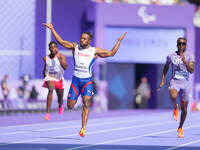 Ageze Salum Kashafali of Norway in action in Men's 100m - T13 Round 1 during the Paris 2024 Paralympic Games at Stade de France on September...