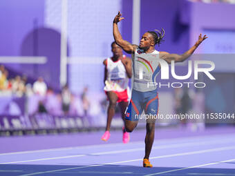 Ageze Salum Kashafali of Norway in action in Men's 100m - T13 Round 1 during the Paris 2024 Paralympic Games at Stade de France on September...