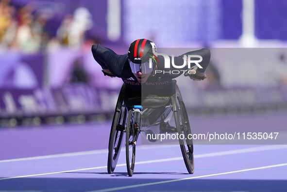 Nathan Maguire of Great Britain in action in Men's 400m - T54 Round 1 during the Paris 2024 Paralympic Games at Stade de France on September...