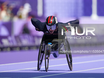 Nathan Maguire of Great Britain in action in Men's 400m - T54 Round 1 during the Paris 2024 Paralympic Games at Stade de France on September...