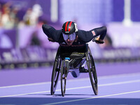 Nathan Maguire of Great Britain in action in Men's 400m - T54 Round 1 during the Paris 2024 Paralympic Games at Stade de France on September...